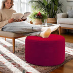 Ottoman Foot Rest Home Decor Bedroom Decor Ideal for Living Room Comfortable Floor Pouf Ottoman Foot Rest for Armchair Bean Bag Floor Cushion Footstool 12x20 Inch Wine Red Pouf with Filler