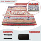 MAXYOYO Bohemian Retro Floor Mattress Vintage Floral Japanese Futon Mattress Roll Up Thicken Sleeping Bed Portable Camping Mattress Floor Lounger Couch Bed Mattress Pad, Twin Size
