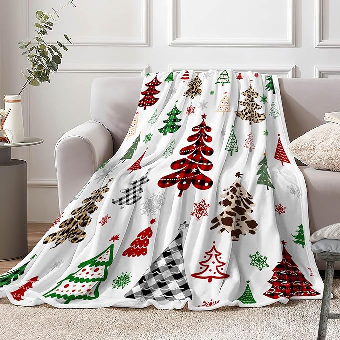 Christmas Throw Blanket Xmas Tree Decor Cozy Fuzzy Warm Winter Super Soft Blankets for Couch Sofa 50 x 60 inch