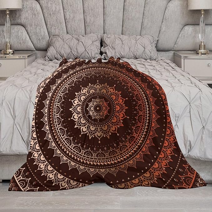 Mandala Throw Blanket Enclosing Magic Circle Egyptian Folkloric Culture Pattern Blanket for Sofa Bed Couch Chair Or Dorm 30"x40"