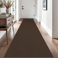 EARTHALL Woven Runner Rug 2.6x10 Ft Washable Runners for Hallways Long Non Slip Rubber Backed Kitchen Runner Braided Indoor Floor Carpet Runners for Entryway, Hallway, Kitchen, Brown