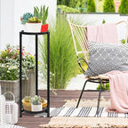 2 Tier Plant Stand Indoor Tall, Black Corner Tiered Round Plant Stand for Indoor Multiple Plants, Metal Flower Pot Stands Outdoor Holders Plant Shelf Display Rack for Balcony Living Room