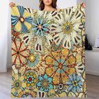 Boho Floral Throw Blanket Vintage Colorful Flowers Bohemian Print Mandala Blanket for Sofa Bed Couch Chair Or Dorm 60"x80"