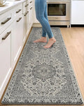 DEXI Kitchen Mats for Floor Cushioned, 23x86 Large Long Runner Rug Non Slip, Waterproof Soft Comfort Standing Padded Anti Fatigue Decorative, Brown Grey