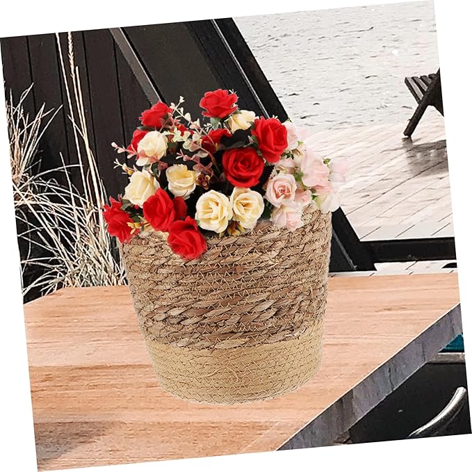Mipcase Versatile Woven Storage Basket Plant Basket Seagrass Planter Boho Decor