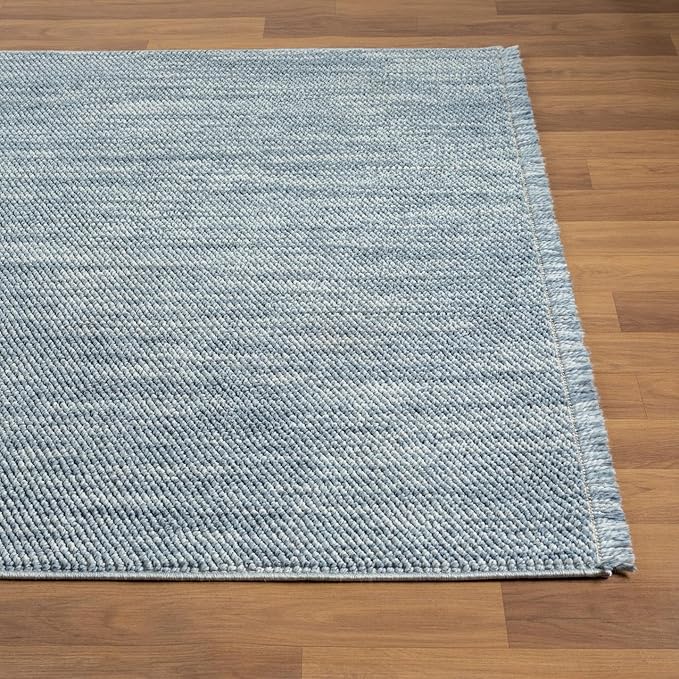 LUXE WEAVERS Solid Machine Woven Blue 9x12 Area Rug, Indoor Stain-Resistant Carpet