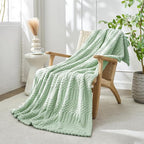 lifein Throw Blanket for Couch-Sage Green Boho Throw Blanket, Soft Fleece Plush Lightweight Blankets&Throws for Spring, Fuzzy Decorative Blankets for Livingroom Bed Sofa Chair (50x60, Sage Green)