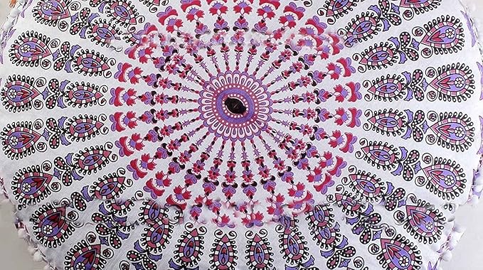 Indian Mandala Floor Pillow Pouf Cover Hippie Cotton Cushion Ottoman Cover Bohemian Meditation Seating Throw Decorative Footstool Decorative Kids Bean Bag