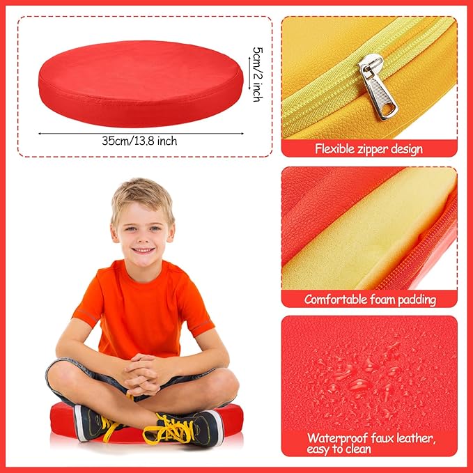 Juexica 4 Pcs Extra Thick Flexible Seating Floor Cushions Assorted Colored Pillow Floor Cushions for Classroom Soft Flexible Seating for Kids Learning Sitting Daycare School Chair (Bright Colors)