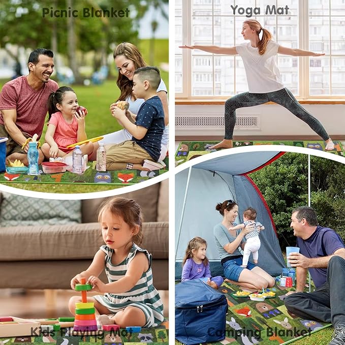 Extra Large Picnic Blankets Waterproof Foldable (80 "x 80") Beach Blanket Waterproof Sandproof,3-Layer Thicking Mat Outdoor Packable Camping Blanket