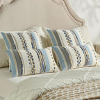 FUTEI Navy Brown Decorative Throw Pillow Covers 18x18 Inch Set of 2, Soft Tufted Striped Textured Accent Cushion Case,Boho Pillows for Couch Decor
