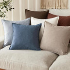 Foindtower Pack of 2, Decorative Linen Soild Throw Pillow Covers Accent Lumbar Cushion Case Boho Farmhouse Pillowcase for Chair Couch Sofa Bedroom Living Room Home Decor 12x20 Inch Dark Blue