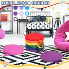 Sawysine 12 Pcs Floor Cushions Classroom Flexible Floor Seating with Handle for Kids in Home School Classroom Kindergarten Daycare Nursery(Novel Color,Round)