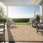 Washable Indoor Outdoor Rug 6x9 Modern Area Rugs Branch Pattern Non Shedding Waterproof Easy Clean Patio Deck Porch Living Room Bedroom Garden RV (6 X 9 Natural)