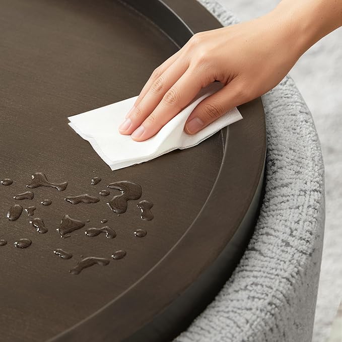 30 Inch Round Storage Ottoman, Ottoman Coffee Table with Lift Off Lid, Boucle Modern Ottomans with Storage for Living Room, Bedroom, Apartments (White and Gray Striped)