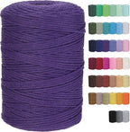 Cotton Macrame Cord 3mm 328yards Natural Colored Macrame Supplies, Soft Craft Cotton Rope for Plant Hanger Wall Hanger Dreamcatcher (Purple)