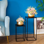 Black Plant Stand Pedestal Stand - 10 Pcs Metal Plant Stand, 15.75in Tall Flower Stand Vase Flower Holder, Wedding Centerpieces for Tables, Corner Planter Pot Rack for Living Rooms, Home, Patio Decor