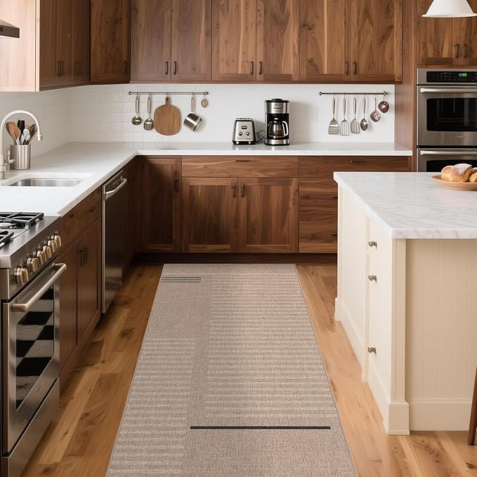 Easy Jute Rug 2x6: Indoor Outdoor Natural Boho Area Rugs for Hallway Patio Non Slip - Farmhouse Neutral Contemporary Carpet Mat for Entryway Kitchen Laundry Room Bedroom Washable