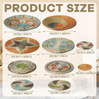 Tatuo 11 Pcs Boho Wall Basket Decor Decorative Bulrush Woven Basket Wall Decor Art Round Farmhouse Hanging Baskets for Kitchen Rustic Home Summer Decorations, Multi Sizes(Farmhouse)