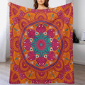 Mandala Throw Blanket Indian Abstract Hippie Bohemian Art Floral Texture Pattern Blanket for Sofa Bed Couch Chair Or Dorm 70"x80"