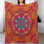 Mandala Throw Blanket Indian Abstract Hippie Bohemian Art Floral Texture Pattern Blanket for Sofa Bed Couch Chair Or Dorm 70"x80"