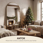 Antok 78" x38” Arched Full Length Floor Mirror, Gold Aluminum Frame, Free Standing/Wall Mount/Leaning for Bedroom, Living Room, Dressing Room