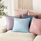 Foindtower Pack of 2, Decorative Linen Soild Throw Pillow Covers Soft Accent Euro Cushion Case Farmhouse Neutral Pillowcase for Chair Couch Sofa Bedroom Living Room Home Decor 24 x 24 Inch Light Blue