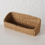 Organizer Basket Set, Set of 4, Includes 3 Lined Removable Bin-Baskets, One Caddy-Utility Basket, Handmade, Sea Grass, Cotton, Bow Ties, Honey Color, 15.75 Inches