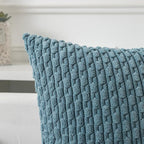 Kevin Textile 14x20 Inch Pillow Cover 1 Pack Boho Decorative Soft Striped Corduroy Lumbar Farmhouse Solid Color Accent Rectangle Cushion Case for Living Room Couch Sofa Bed, Blue Grey