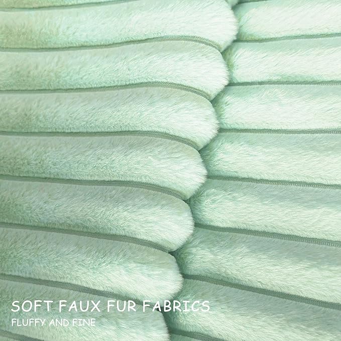 2 Pack 26x26 Pillow Cover Velvet Pillow Covers, Faux Fur Square Throw Pillow Covers for Living Room Decorations Throw Pillow Case, Throw Pillow Cover Cushion Cover for Sofa Bedroom Car, Sage Green