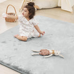 1.5" Thick Baby Play Mat for Floor, 79x79 Playpen Mat, Pro Soft Flannel Foam Mats Toddler Infant Kids Crawling for Nursery Rug Playroom Living Room Waterproof Easy Care Non-Slip (Light Grey)
