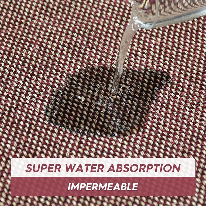 Artoid Mode Washable Non Slip Red Kitchen Rugs and Mats Set of 2, Rubber Backing Absorbent Kitchen Mats for Floor Front of Sink - 17x29 and 17x47 Inch