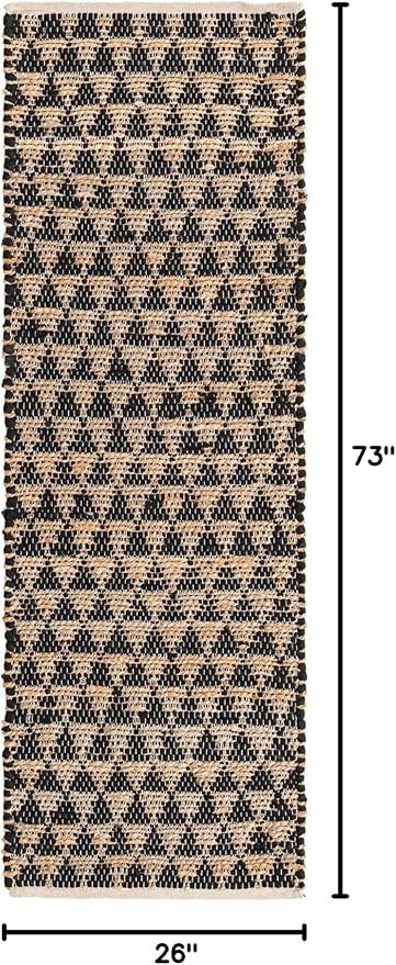 Unique Loom Chindi Jute Collection Area Rug (2' 2" x 6' 1" Runner, Black/ Natural)