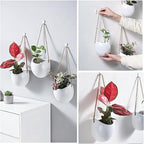 Set of 3 Ceramic Hanging Planters for Small Plants & Artificial Greenery, Wall Decor for Bathroom Living Room Bedroom Home Office Corridors