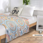 Boho Floral Throw Blanket Abstract Mid Century Mandala Bohemian Blanket for Sofa Bed Couch Chair Or Dorm 40"x50"