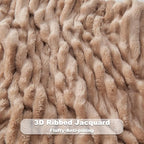 NEWCOSPLAY Super Soft Throw Blanket Taupe Premium Silky Flannel Fleece 3D Ribbed Jacquard Lightweight Bed Blanket All Season Use (Taupe Ribbed, Throw(50"x60"))