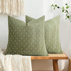 MIULEE Pack of 2 Decorative Burlap Linen Spring Throw Pillow Covers Farmhouse Pillowcases Modern Rustic Woven Textured Cushion Cover for Sofa Couch Bed 24x24 Inch Sage Green