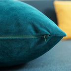 Euro Sham Covers 24x24 Teal: Pack of 2 Cozy Soft Velvet Square Modern Luxury Decorative Throw Pillow Cases for Sofa Couch Living Room Bed Home Decor