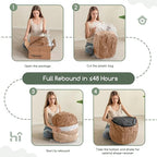 HIGOGOGO Pouf Ottoman Stuffed Round Modern Foam Filled Foot Rest Poufs for Living Room Chair Decorative 26 X 18 Inches Boho Relax Stool for Wedding Christmas Party, Brown