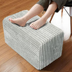 Rectangular Pouf Ottoman, Stuffed Floor Pouf with Foam Chunk Filling, Soft Coral Fleece Furry Foot Rest Stool, Multi-Use Ottoman for Living Room, Wide Stripe Boho Decor, Dark Gray