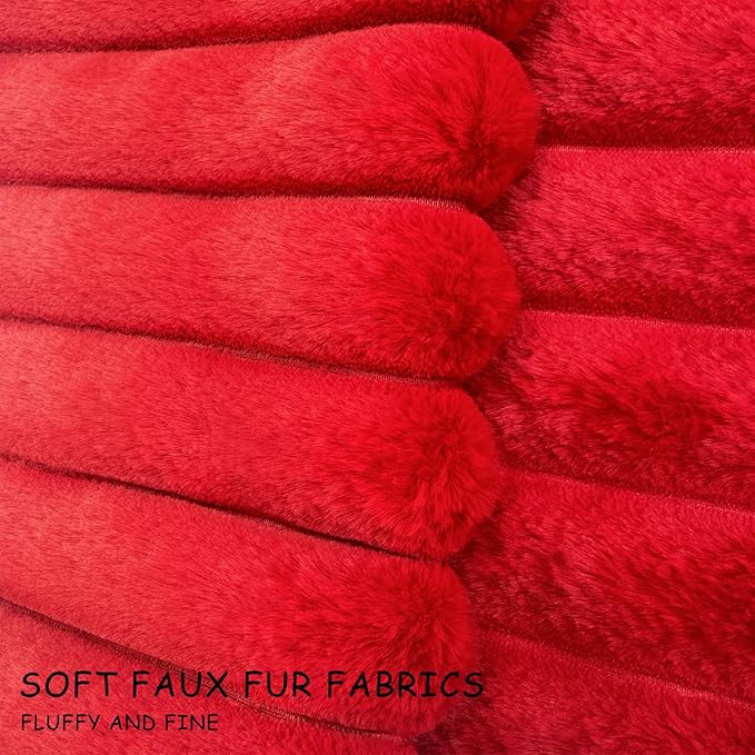 2 Pack 26x26 Pillow Cover Velvet Pillow Covers, Faux Fur Square Throw Pillow Covers for Living Room Decorations Throw Pillow Case, Throw Pillow Cover Cushion Cover for Home Sofa Bedroom Car, Red