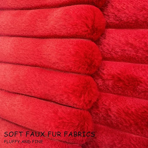 1 Pack 12x20 Pillow Cover Velvet Pillow Covers, Faux Fur Oblong Throw Pillow Covers for Living Room Decorations Throw Pillow Case, Throw Pillow Cover Cushion Cover for Home Sofa Bedroom Car, Red