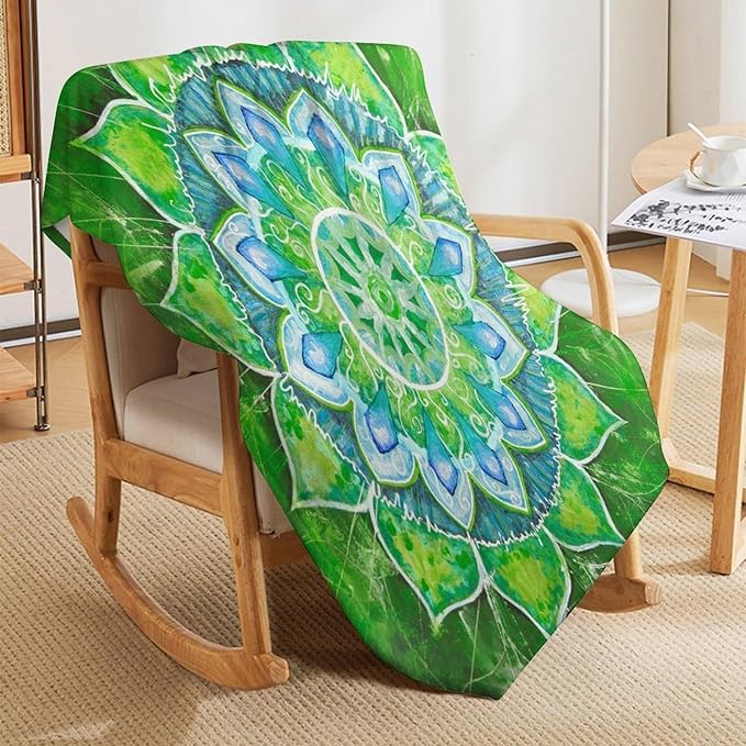 Abstract Mandala Throw Blanket Indian Hippie Bohemian Art Floral Texture Pattern Blanket for Sofa Bed Couch Chair Or Dorm 70"x80"