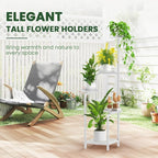 TOSKING 5 Tier Tall Plant Stand Indoor Outdoor,Anti-Tip Plant Stand indoor, Wide Base for Pots, Child and Pet Friendly,Heavy Duty Corner Shelf for Plants & Decor, Space Saving ,Tiered Metal Flower Pot Stand for Balcony, Garden, Living Room, Patio (Whit...