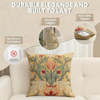 Charlotte Home Furnishings Throw Pillow Covers Decorative Boho Pillow Covers for Couch Living Room Red Tulip Square Cushion Cases 18x18 in European Cotton Jacquard Woven for Cozy Bedroom Decor