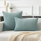 Kevin Textile 14x20 Inch Pillow Cover 1 Pack Boho Decorative Soft Striped Corduroy Lumbar Farmhouse Accent Rectangle Cushion Case for Living Room Couch Sofa Bed, Dusty Green