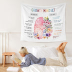 WARDOS Growth Mindset Tapestry, Mental Health Tapestry Wall Hanging, Inspirational Psychology Wall Blanket Decor for Therapy Counselor Office Calm Down Corner Classroom, 50x60 Inch