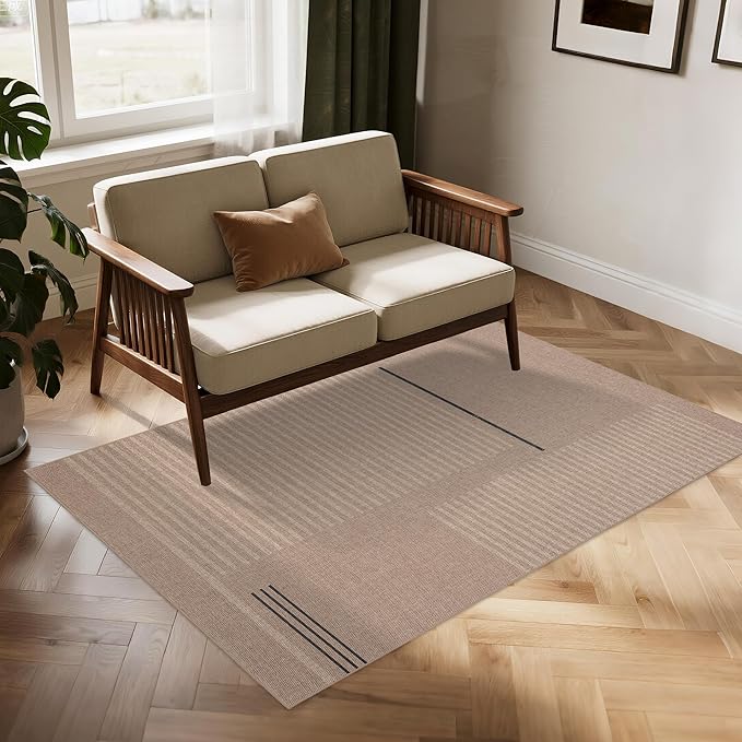 Easy Jute Rug 3x5: Indoor Outdoor Natural Boho Area Rugs for Living Room Patio Washable - Farmhouse Neutral Contemporary Carpet Mat for Entryway Bedroom Kitchen Backyard Sunroom Non Slip