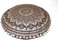 CRAFT KALA Large Round Bohemian Floor Pillow Pouf Cover Mandala Meditation Room Pillow Cover for Adults Boho Seating Poufs Cushion Cover for Kids Playroom 32" Black Gold Ombre