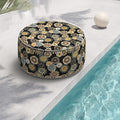 Indoor/Outdoor Inflatable Ottoman, All Weather Ottoman Pouf D31 x H14 inch, Round Foot Rest Ottomans, Portable Footstool for Patio, Garden, Porch, Home,Black Yellow Crosby